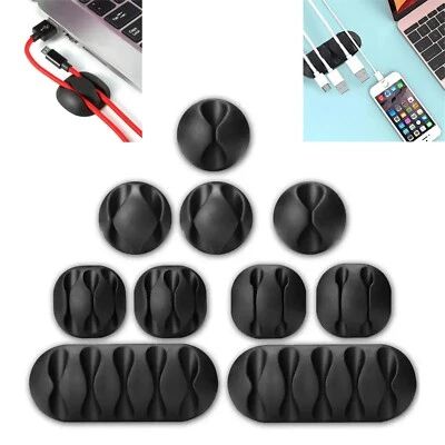 Cable Tidy Clips Organiser Holder | Self Adhesive Wire Lead Management Organizer - Image 1 of 4