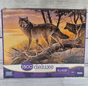 NEW 1500 Piece Mega Brands Deluxe "Catching the Sunset" Wolf Wolves Puzzle - Picture 1 of 5
