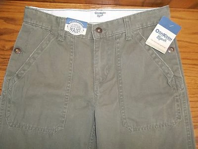 NEW BOY'S OSHKOSH B'GOSH OLIVE GREEN PANTS SIZE 12 MSP $32 INSEAM 25.5 - Image 1 of 4