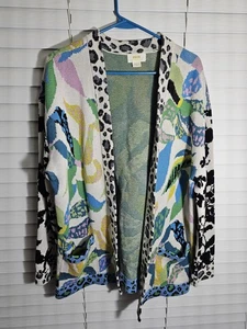 Cárdigan Maeve Anthropologie Savannah Contract Colorido Floral Leopardo Mediano  - Imagen 1 de 9