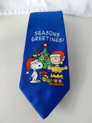 Christmas Tie - Peanuts Reversible Seasons Greetings Snoopy Charlie Brown - New! Foto 1 de 2