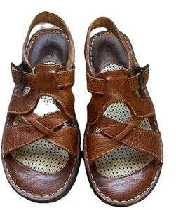 Geborene Fischer Sandalen Damen 9 (40,5) braun Leder Schnalle & offene Zehenpartie gebraucht, in einwandfreiem Zustand - Bild 1 von 10