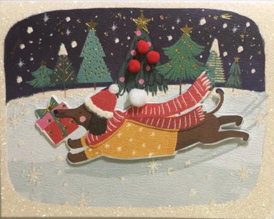 NIQUEA.D - Navidad - Tarjetas en caja - 3D - Perro - 10 unidades - Brillo, lámina - tamaño 4X5 Foto 1 de 3