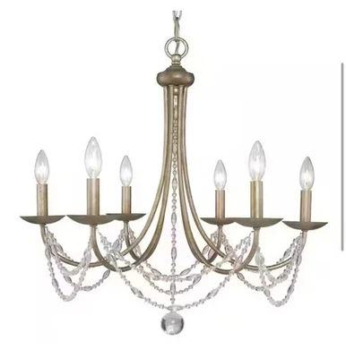 ILUMINACIÓN DORADA Tatiana 6 luces candelabro aura dorada araña de cristal Foto 1 de 4