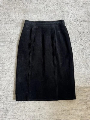 Falda lápiz vintage de gamuza negra CHIA - Se adapta a XS / Talla 0 - Años 80/90 Foto 1 de 4