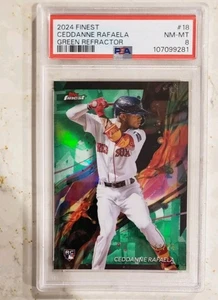 2024 Topps Finest Ceddanne Rafaela Green Refractor RC SP 68/75 Graded PSA 8 - Picture 1 of 3