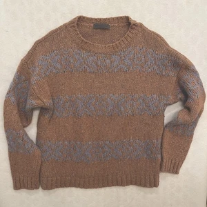 Elsamanda Sweater By Anthropologie Oatmeal/Mohair Oatmeal/Blue Womens Large - Picture 1 of 5