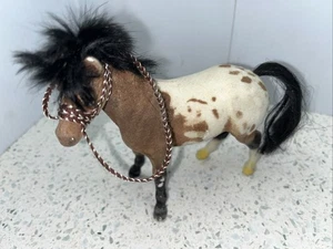 Beflocktes Spielzeug Pinto Pferd Appaloosa Colt braun weiß schwarz Mähne Vintage mit Braut - Bild 1 von 12