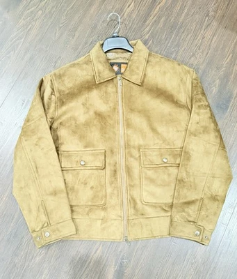 GV Moda Hombre L Chaqueta Bomber Cuero Gamuza Marrón, Hecha en Italia Foto 1 de 3