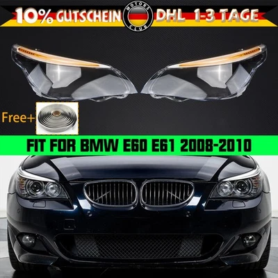 Paar Klar Scheinwerferglas Streuscheibe Satz mit LED für BMW 5er E60 E61 08-10 - Bild 1 von 4