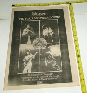 QUEEN Vintage Original Album Single AD Advert 1977 Tie Your Mother Down Mercury - Picture 1 of 1