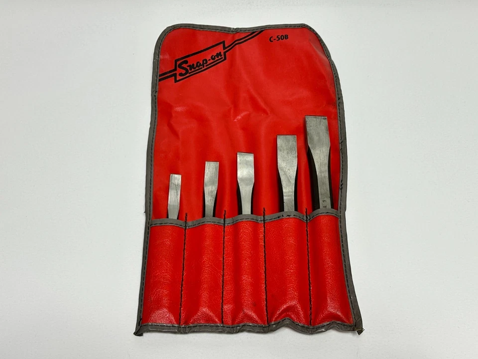 Snap on Tools USA 5 Piece Flat Chisel Set w/ C-50B Kit Bag - Image 1 of 4