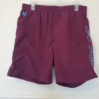 Arena Swim Shorts with Inside Trunks Drawstrings Mens Size XXL 2XL Berry Maroon - Image 1 of 4