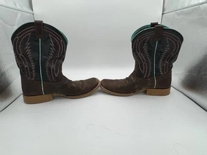 Stivali cowboy Ariat Youth 10019963 pelle marrone turchese punta quadrata taglia 5 - Foto 1 di 8