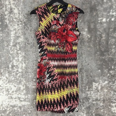 Mini Vestido French Connection Talla 6 Estampado Abstracto Floral Bodycon Elastizado Artístico Nuevo con Etiquetas Foto 1 de 4