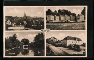 Wülfrath, Schule und Stadthalle, Teilansicht mit Kirche, Ansichtskarte  - Picture 1 of 2