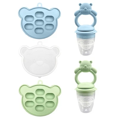 Alimentador de alimentos para bebés mordedor de frutas de silicona leche materna moldes para paletas  Foto 1 de 4