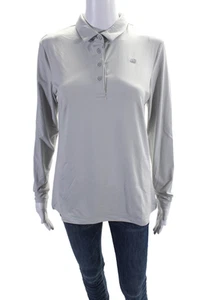 CQC Sports Womens Long Sleeves Half Button Down Polo Shirt Gray Size Medium - Picture 1 of 13