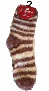 New Women's Warm Furry Socks Snuggle Cozy Soft Striped Pink One Size Fits Most - Picture 1 of 1