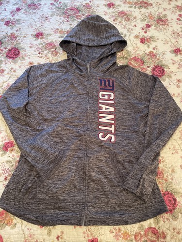 VETEMENTS Felpa con cappuccio New York NY Giants donna L full zip NFL abbigliamento squadra grigio fori per pollice