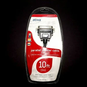 Ativa Parallel Printer Cable IEEE 1284 10 Foot 828-515 DB25 Male/CEN36 Male. M24 - Picture 1 of 2