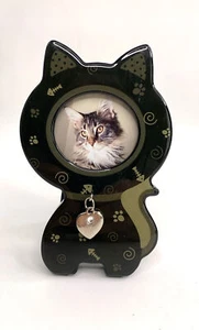 Marco de fotos de gato negro gatito huesos de pez 5,5" decoración del hogar animales felinos - Imagen 1 de 3