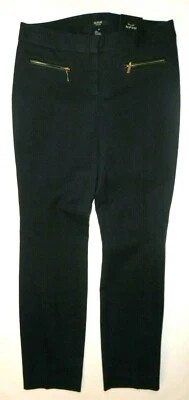 New ALFANI Women's Tummy Control Slim leg Faux leather trim with zipper Pants 2P - Image 1 of 2