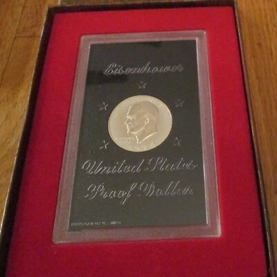 1974 S Eisenhower Silver Dollar Proof 40 % Silver U.S. Mint Original Brown Box - Image 1 of 3