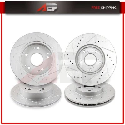 Drilled Front + Rear Brake Rotors Discs Fits Honda Accord 1998 1999 2000-2002 Foto 1 de 4