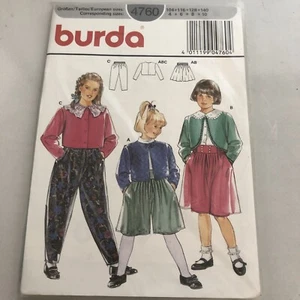 Burda Kids Pattern #4760 Girls 4 6 8 10 pants skirt culottes jacket Uncut - Picture 1 of 3