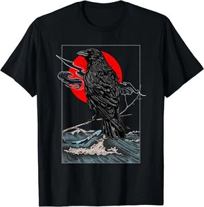 T-shirt Red Moon Raven Graphic Black Crow taglia S-5XL - Foto 1 di 2