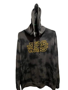 Star Wars Tie Dye Graphic Hoodie Sweatshirt Black & Grey Size Medium NWT - Picture 1 of 5