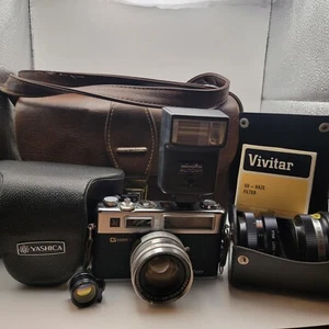 Yashica Electro 35 GSN 35mm Rangefinder Camera, Lenses, UV Filter Case, Untested - Picture 1 of 15
