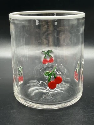 Anthropologie Icon Jugo Vidrio Cereza Cuentas Soplado a Mano 17 OZ 4.5”x3.25” Nuevo en Caja Foto 1 de 4