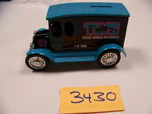 1920 TRUCK COIN BANK, TEXAS WORLD SPEEDWAY (ITEM #3430) - Picture 1 of 6