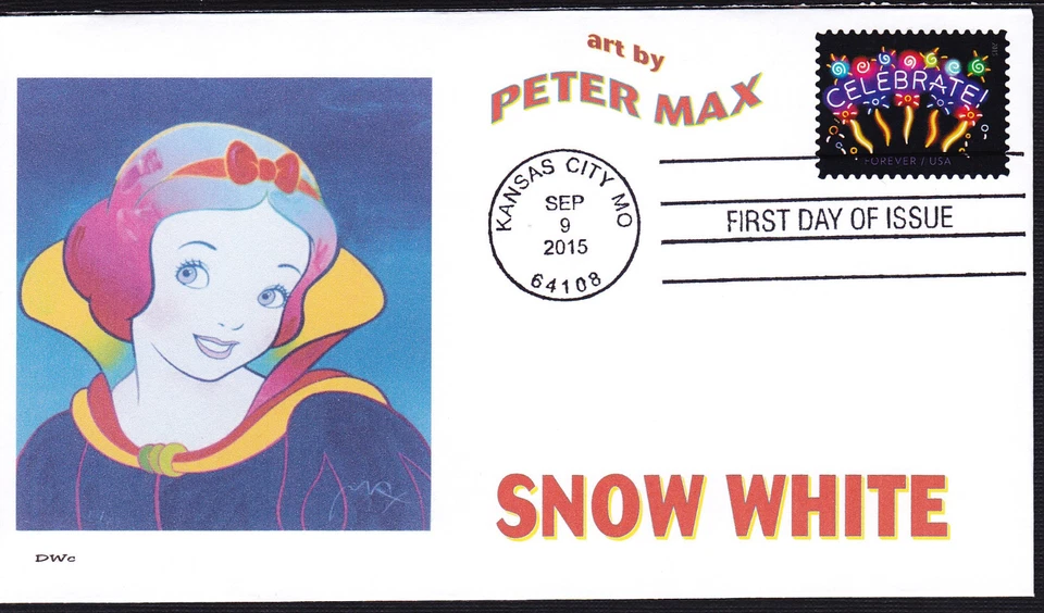 PETER MAX   SNOW WHITE     FDC-  DWc  CACHET - Image 1 of 1
