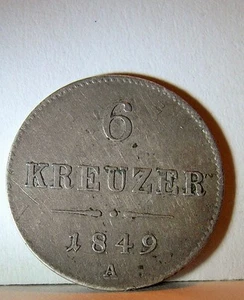 ri5431: Österreich,Silber, 1849. 6 Kreuzer.Aus alter Sammlung. - Bild 1 von 2