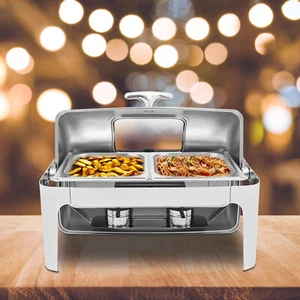 13,5L Chafing Dish Buffet Set Edelstahl Speisenwärmer Rolltop Gastronomie - Bild 1 von 14