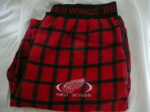 Detroit Red Wings Plaid Pajama Pants 100% Cotton Medium Unisex Bottom Drawers Cover