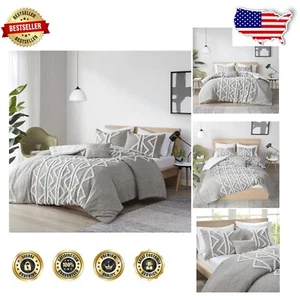 Chenille Tufted 4-Piece King/Cal King Bedding Set - All Season Cotton Comforter - Picture 1 of 11