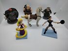 DISNEY PRINCESS Lot 6 Rapunzel Flynn Rider action figures bases toys