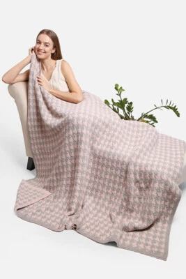 ScarvesMe Oversized Luxury Soft Houndstooth Cozy Throw Blanket With Trim - Image 1 of 2