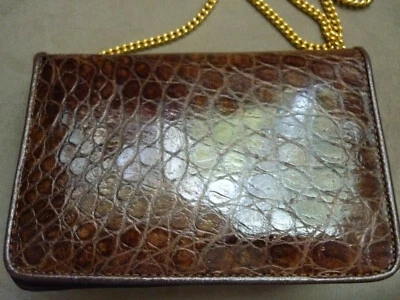 VINTAGE Petit sac de soirée en cuir de crocodile véritable neuf  - Photo 1/4