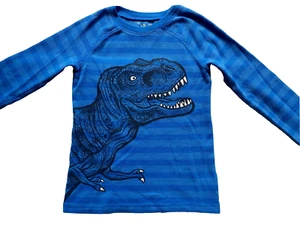 Jumping Beans Boys T-Shirt Dinosaur Blue Stripe Waffle Long Sleeve Size 7x - Bild 1 von 12