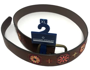 Madison Spencer Women’s Belt Brown Size XL Boho Hippie Cowgirl Western Flowers - Picture 1 of 11
