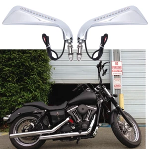 2x Rearview Side Mirror with Turn Signal For Harley Sportster Dyna Softail FXDF - Picture 1 of 11