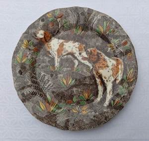 GIEN SERVICE RAMBOUILLET FRENCH LUNCHEON / DESSERT PLATE SPANIEL HUNTING DOG - Picture 1 of 7