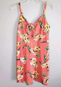 Hollister Hawaiian Floral Mini Summer Dress Pink Size Medium - Picture 1 of 5