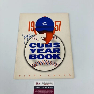 Ernie Banks Signed 1957 Chicago Cubs Yearbook JSA COA - Image 1 of 4