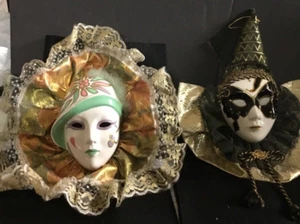 Vintage Unique painted Lady Face Masks (2) Wall Art Hanging Decor  - Picture 1 of 8